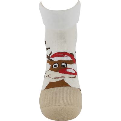 MEDEA women's terry socks with Christmas reindeer design, cream