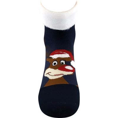 MEDEA women's terry socks with Christmas reindeer motif, dark blue