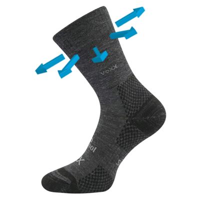 MENKAR wool medicine socks with soft cuff and silver DARK GREY