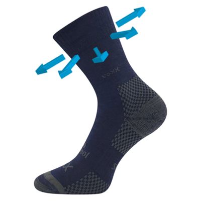 MENKAR wool medicine socks with soft cuff and silver DARK BLUE