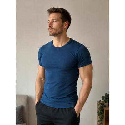 MERINOWOOL 01 slim functional men's T-shirt with short sleeves JEANS