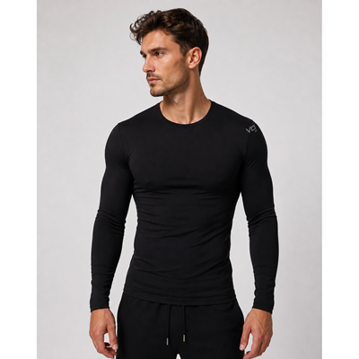 MERINOWOOL 03 slim functional men's T-shirt with long sleeves, BLACK
