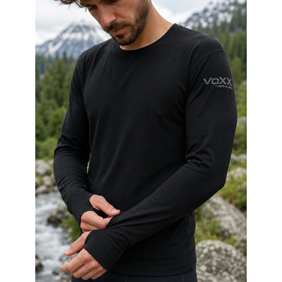 MERINOWOOL 03 slim functional men's T-shirt with long sleeves, BLACK