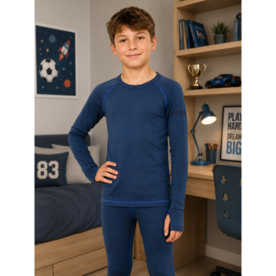 Functional children's T-shirt MERINOWOOL 21 with long sleeves JEANS/blue