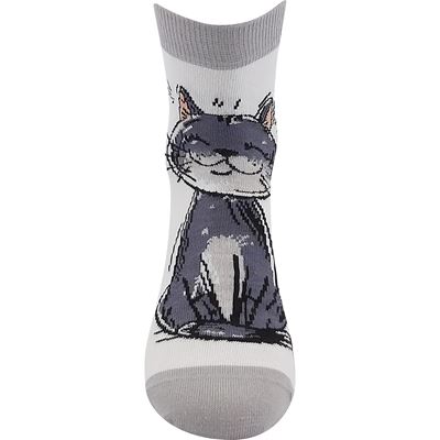 MICKA 01 women's summer socks with cats MIX B (3 pairs)