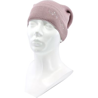 MICRA women's knitted cotton hat with Swarovski crystals, OLD PINK