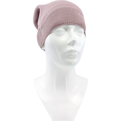 MICRA women's knitted cotton hat with Swarovski crystals, OLD PINK