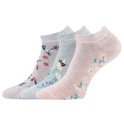 Women's low socks MIKI 01 summer mix WITH FLOWERS (3 pairs)