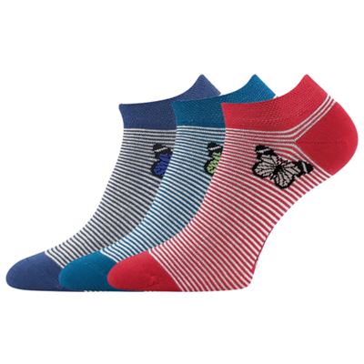 Women's low socks MIKI 02 summer mix WITH BUTTERFLY (3 pairs)