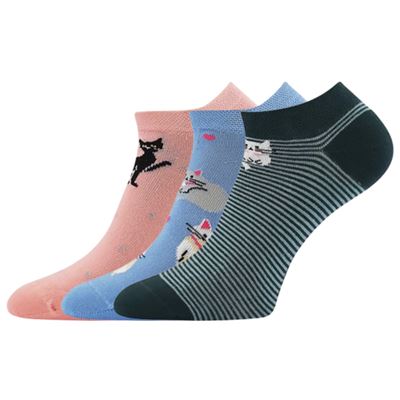 Women's low socks MIKI 04 summer mix WITH CATS (3 pairs)