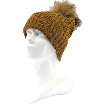 MINOR women's knitted hat with merino wool and pompom BROWN