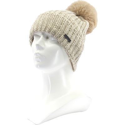 MINOR women's knitted hat with merino wool and pompom CREAM