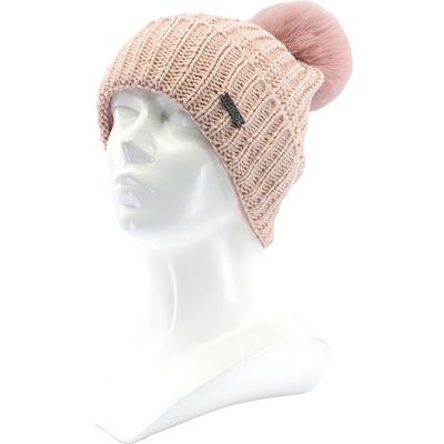 MINOR women's knitted hat with merino wool and pompom PINK