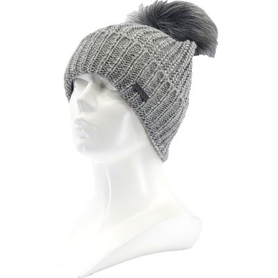 MINOR women's knitted hat with merino wool and pompom LIGHT GREY