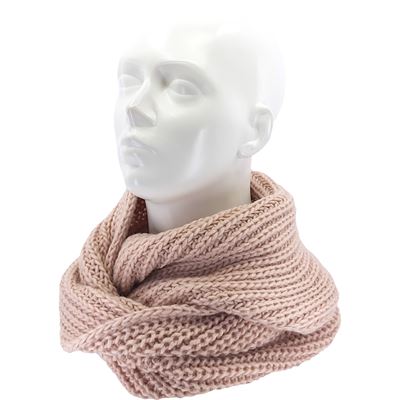 MINOR women's knitted circular scarf made of merino wool, PINK