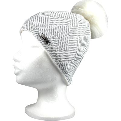Women's knitted hat MOKKA with lurex WHITE-SILVER