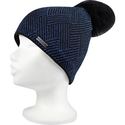 Women's knitted hat MOKKA with lurex BLACK-BLUE