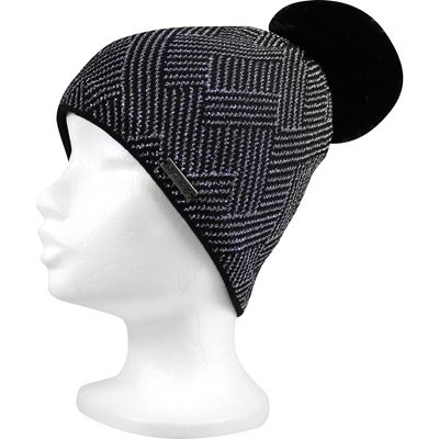 Women's knitted hat MOKKA with lurex BLACK-SILVER