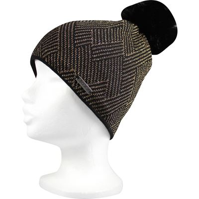 Women's knitted hat MOKKA with lurex BLACK-GOLD