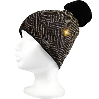 Women's knitted hat MOKKA with lurex BLACK-GOLD
