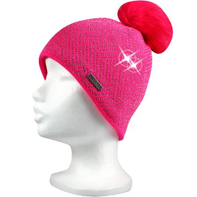 MOKKI girls' knitted hat with lurex MAGENTA-SILVER