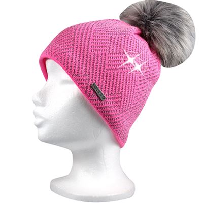 MOKKI girls' knitted hat with lurex PINK-SILVER