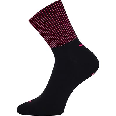 Women's sports socks MOLLY made of modal BLACK with pink