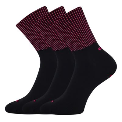 Women's sports socks MOLLY made of modal BLACK with pink