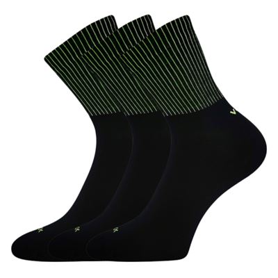 Women's sports socks MOLLY made of modal BLACK with green