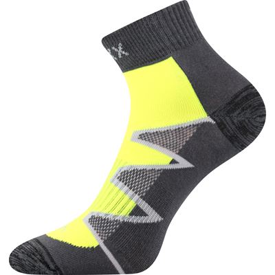 MONSA dark grey cotton sports socks with neon yellow