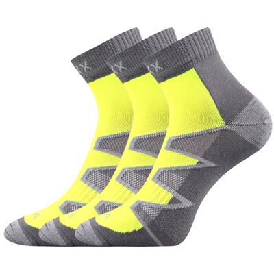 MONSA light grey cotton sports socks with neon yellow
