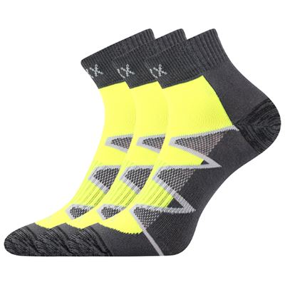 MONSA dark grey cotton sports socks with neon yellow