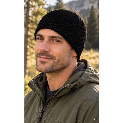 Men's knitted cap MOVANO thin BLACK