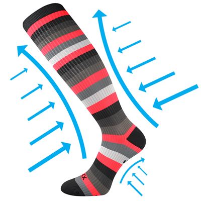 MULTIX compression knee socks, striped neon orange