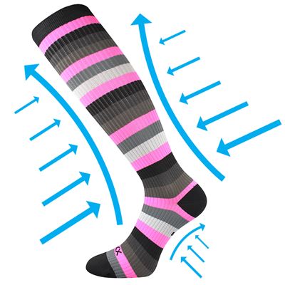MULTIX compression knee socks, striped neon pink