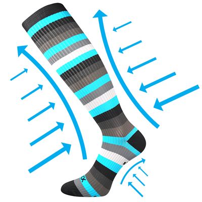 MULTIX compression knee socks, striped neon turquoise