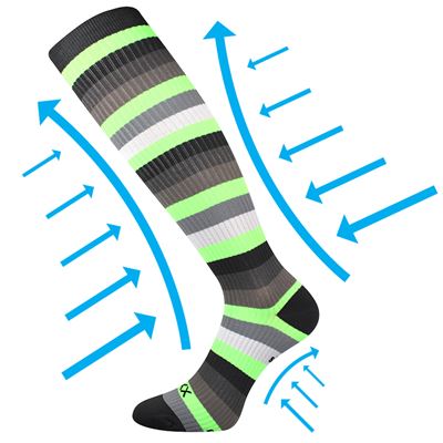 MULTIX compression knee socks, striped neon green