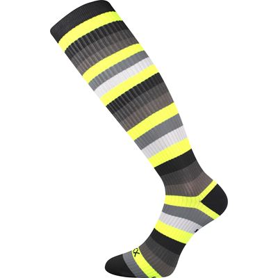 MULTIX compression knee socks, striped, neon yellow