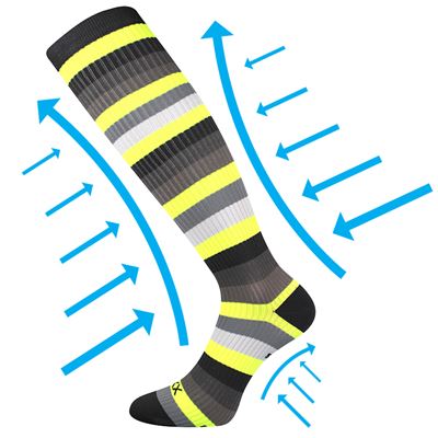 MULTIX compression knee socks, striped, neon yellow