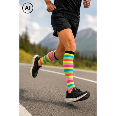 MULTIX striped multi compression knee socks
