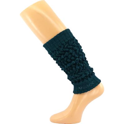 Women's winter leg warmers NARVIK with merino and alpaca PETROLEUM