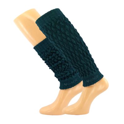 Women's winter leg warmers NARVIK with merino and alpaca PETROLEUM