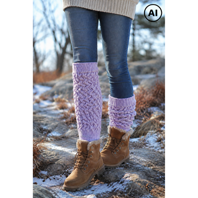 Women's winter leg warmers NARVIK with merino and alpaca PURPLE