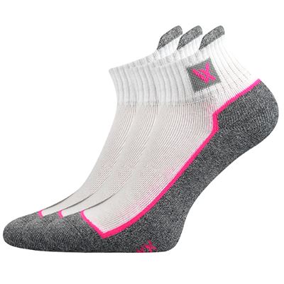 NESTY 01 cotton sports socks, white with pink