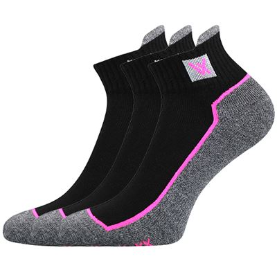NESTY 01 cotton sports socks, black with pink