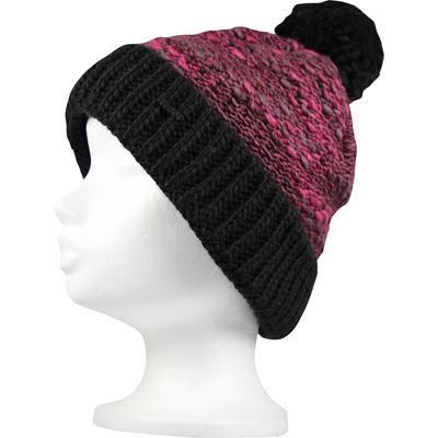 Women's knitted hat OPTIMA with pompom MAGENTA
