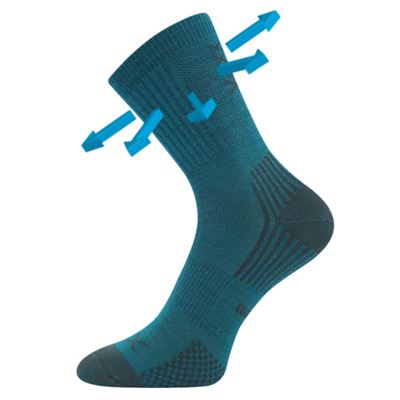 Children's thin merino socks OPTIMALIK with silver ions BLUE-GREEN