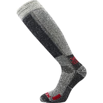 ORBIT winter thermal knee socks made of merino wool GREY MELANGE WITH RED