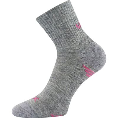 OULU double-layer merino wool socks medium high LIGHT GREY with pink
