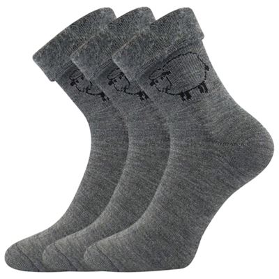 OVEČKANA dark grey melange winter woollen socks